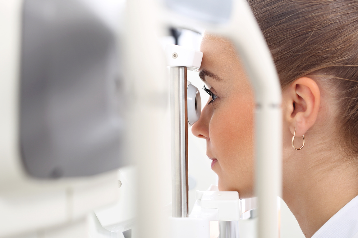 Woman in ophthalmologist.